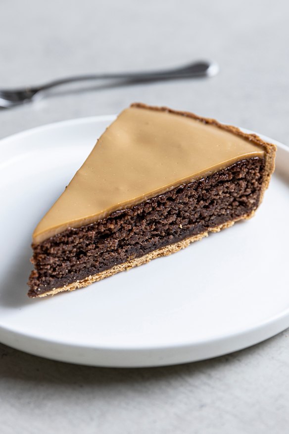 Caramel and chocolate  espresso tart.