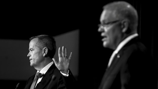 Bill Shorten during a debate with Scott Morrison.