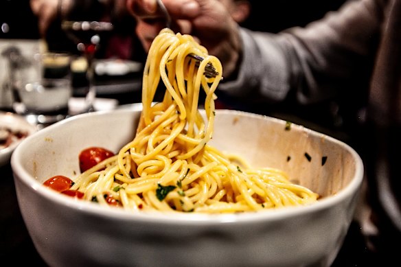 Spaghetti marinara.