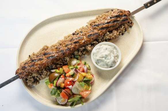 Bodrum’s Adana kebab is served on pilaf.