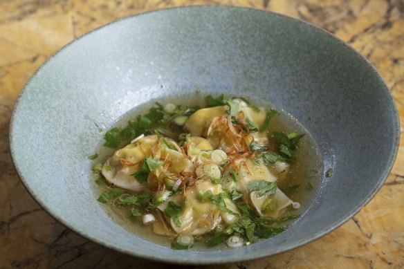 Mooloolaba prawn and pork wontons, smoked pork broth is unmissable.