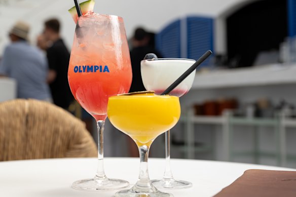 The karpouzaki, frozen margarita and sunset voir cocktails. 