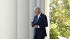 President Joe Biden walks to speak in the Rose Garden of the White House in Washington.