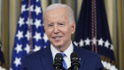 President Joe Biden speaks in the State Dining Room of the White House in Washington, says its a good day for Democracy.