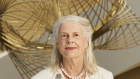 Penelope Seidler in front of Charles Perry’s sculpture, The Mercator, commissioned by her late husband Harry Seidler and Lendlease’s Dick Dusseldorp, in the lobby of Sydney’s Theatre Royal.