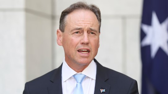 Health Minister Greg Hunt, pictured at a press conference last week, said mental health remains one of the government’s “highest priorities”.
