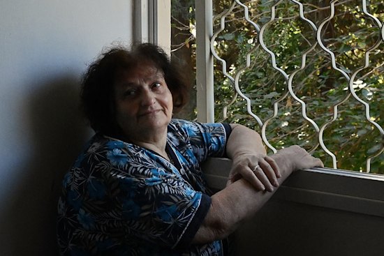 Luba Gershenzon in her apartment in the city of Kiryat Shmona in Israel’s north near the border with Lebanon.
