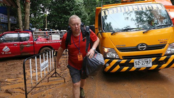 British Cave Rescue Council member Robert Charles Harper arrives in Mae Sai on Tuesday.