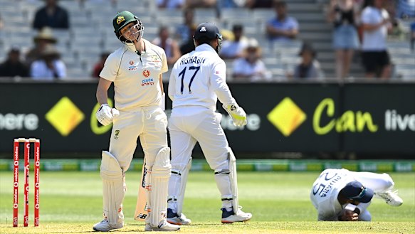Steve Smith departs for a duck in the first innings of the Boxing Day Test.