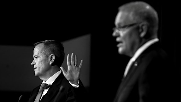 Bill Shorten during a debate with Scott Morrison.