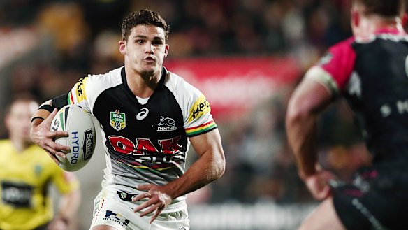 Young talent time: A 20-year-old Nathan Cleary takes on the Warriors in 2018.