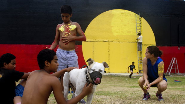 The mural has been the backdrop for Aboriginal culture and politics in recent years. 