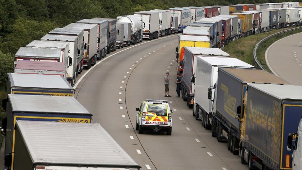The British government and trade groups fear a backlog at crucial ferry ports if a no-deal Brexit comes into effect.