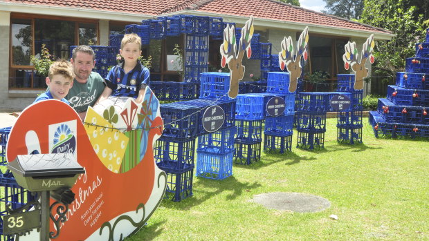 The milk crate has featured in Christmas decorations, including this one at Berry.