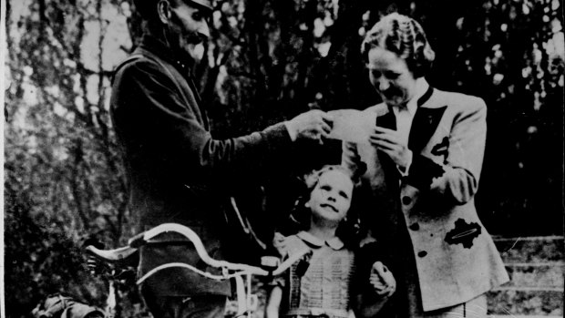 Emmy Goering and daughter Edda greet their daily letter from Nuremberg while Hermann Goering sits day after day in the dock at Nuremberg, on trial for his life, 1946.