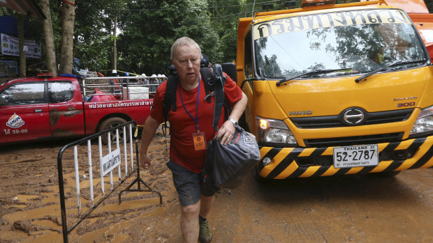 British Cave Rescue Council member Robert Charles Harper arrives in Mae Sai on Tuesday.
