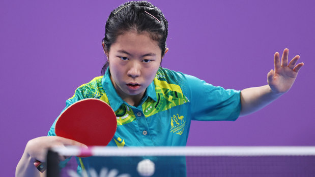 Yangzi Liu competes for Australia at the Commonwealth Games in Birmingham, where she won two bronze medals.