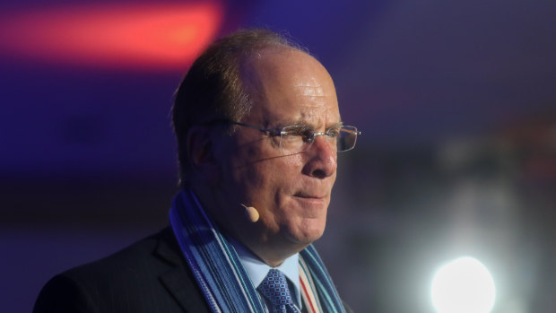 Larry Fink, chief executive officer of BlackRock Inc., speaks during a Bloomberg event on the opening day of the World Economic Forum in Davos, Switzerland, last year.