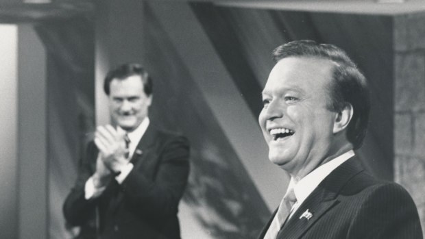 Pete Smith with Bert Newton in 1984.