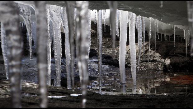 Ice stalactites.