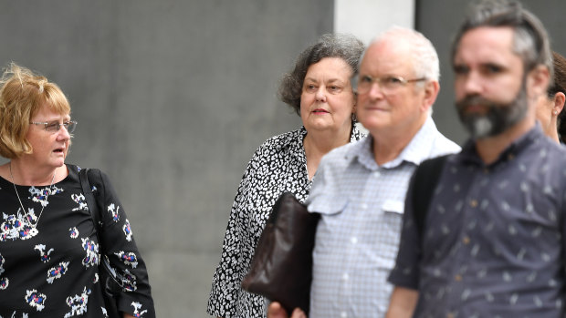 Family and friends of murder victim Huegio Bonham leave the Supreme Court in Brisbane