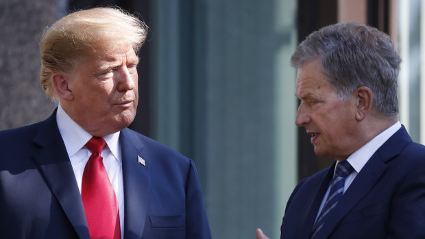 Forest advice: US President Donald Trump and Finnish President Sauli Niinisto in Helsinki in July. 