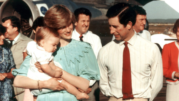 Princess Diana, Prince Charles and Prince William arrive in Alice Springs
