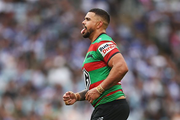 Latrell Mitchell after he scored for South Sydney.