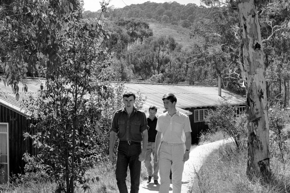 A 17-year-old Charles (right) at Timbertop in Geelong in 1966.