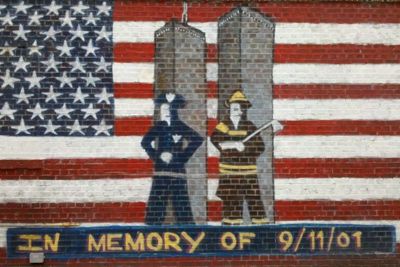 A 9/11 mural, one of the things Green spots on his walks.