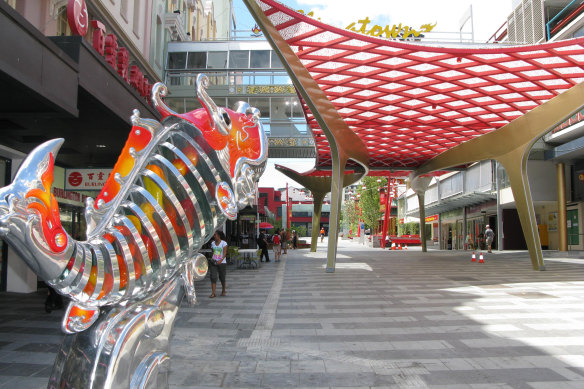 The canopy pictured in March 2011, when the Chinatown Mall renovation was completed.
