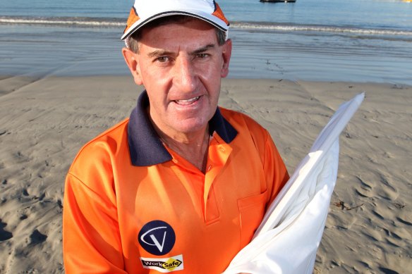 Warrnambool football umpire “Locky” Eccles in 2009.