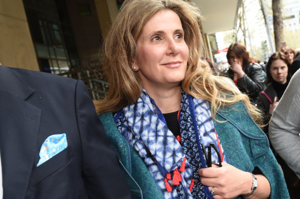 Kathy Jackson leaving Melbourne Magistrates Court in October. 