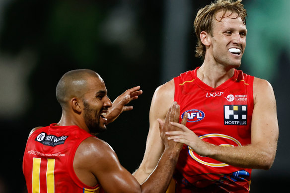 Suns celebrate a goal.