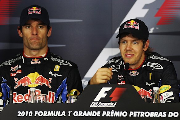 Mark Webber and Red Bull teammate Sebastian Vettel in 2010.