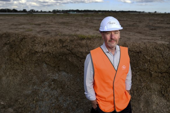 Stephen Marlow, general manager of Seqirus, at what he hopes will be Victoria’s future mRNA vaccine production site in Tullamarine.