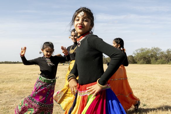 The Oznatyam Dance Group from Wyndham Vale dancing at the Diwali festival in Presidents Park.