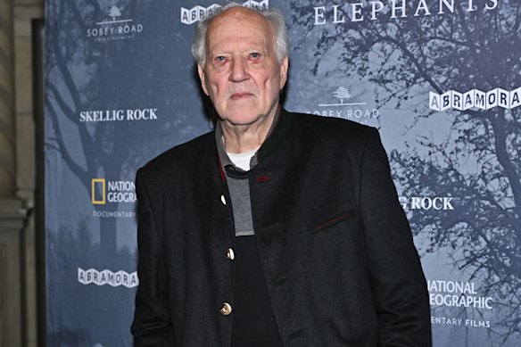 Director Werner Herzog at the Ghost Elephants show.