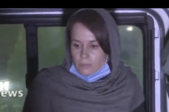 Iranian State TV aired footage showing Kylie Moore-Gilbert at an airport in Tehran after her release.
