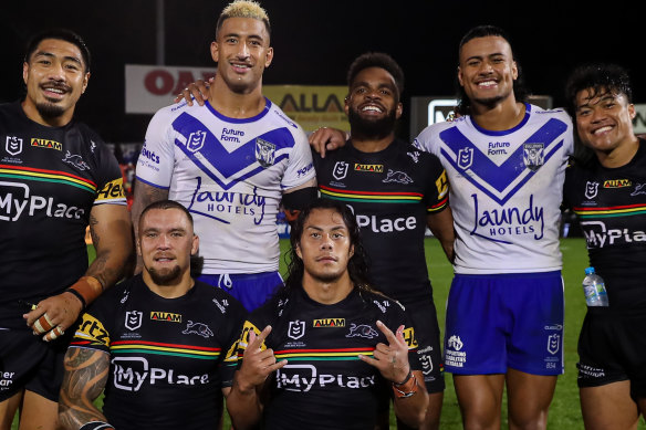 Panthers past and present after their clash with Canterbury this season.
