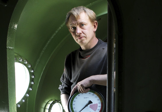 Submarine builder Peter Madsen in his vessel in 2008.