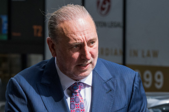 Hillsong founder Brian Houston arrives at Downing Centre Local Court on Tuesday.