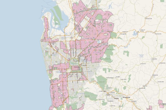This map shows South Australia’s affordable housing overlay, which creates a requirement for developments in this area to contain 15 per cent affordable housing.