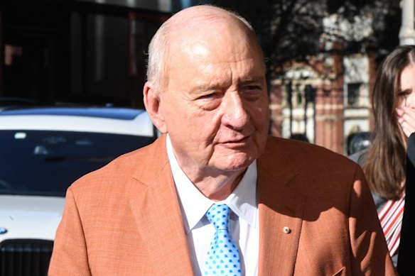 Alan Jones outside the Downing Centre Local Court on Friday.