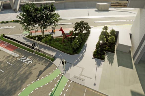 Brisbane’s ‘awkward island’ between Roma and George streets near the Transcontinental Hotel will be reduced in size and a new walkway built.