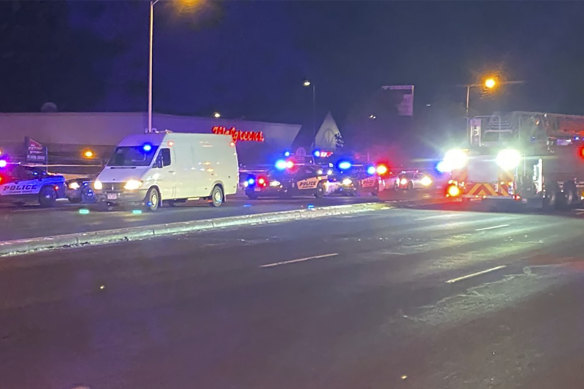 The scene after a shooting at a gay nightclub in Colorado Springs, Colorado.