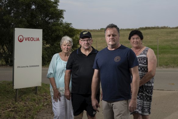 Lynbrook Residents Association committee members (from left) Jan Woodrow, Chris McCoy, Scott Watson and Barbara Slide at the Veolia landfill site in Hampton Park.