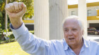 Clive Palmer with right-wing US TV commentator Tucker Carlson in Brisbane last year.