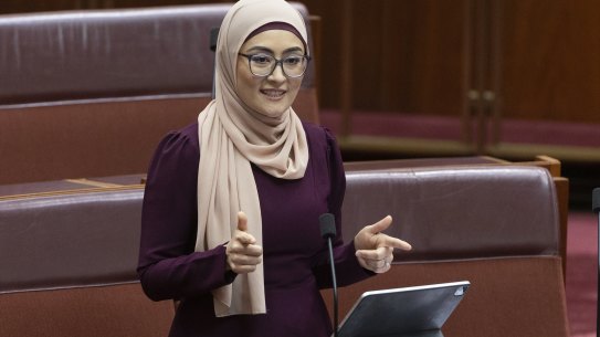 Senator Fatima Payman speaks to generations Z and Alpha in parliament.