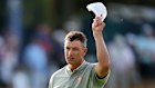 Adam Scott of Australia acknowledges the crowd on the 18th green during the third round of the 125th US Open at Oakmont Country Club, Pennsylvania.